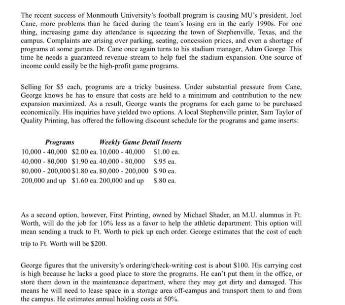 The Recent Success Of Monmouth University S Football Program Is Causing Mu S President Joel Cane More Problems Than He 1