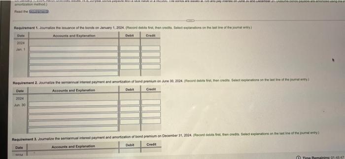 On January 1 2024 Aaron Unlimited Issues 14 20 Year Bonds Payable With A Face Value Of 160 000 The Bonds Are Issue 2