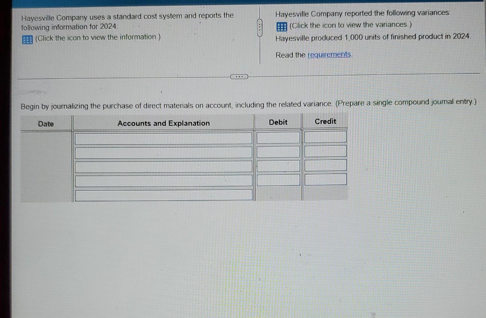 Hayesville Company Uses A Standard Cost System And Reports The Following Information For 2024 Hayesville Company Report 1