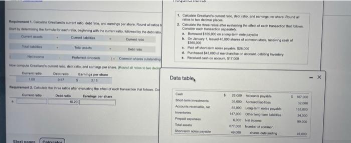 At 5 Of Financial Statement Data Of Great And Engineering Include The Following Em Click The Icon To View The Financial 2