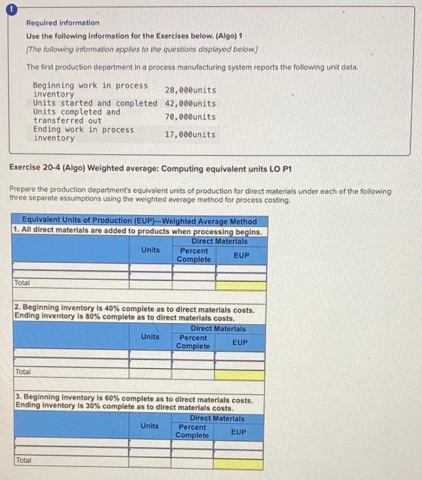 Required Information Use The Following Information For The Exercises Below Algo 1 The Following Information Applies 1