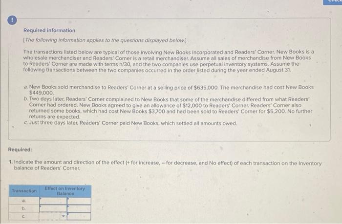 Griech Required Information The Following Information Applies To The Questions Displayed Below The Transactions Listed 1