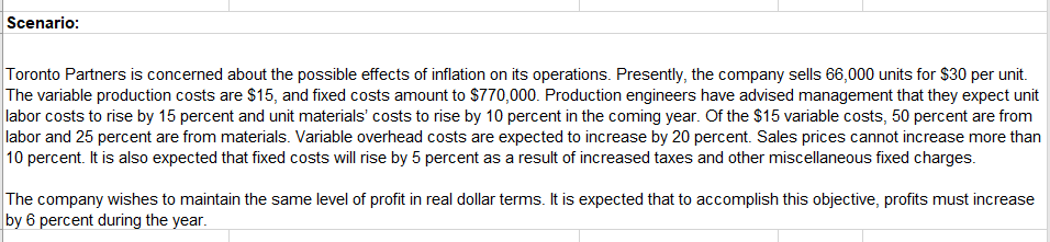 Scenario Toronto Partners Is Concerned About The Possible Effects Of Inflation On Its Operations Presently The Compan 1