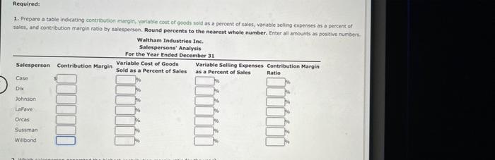 Salespersons Report And Analysis G Walthman Industries Inc Employs Seven Salespersons To Sell And Distribute Its Produ 2