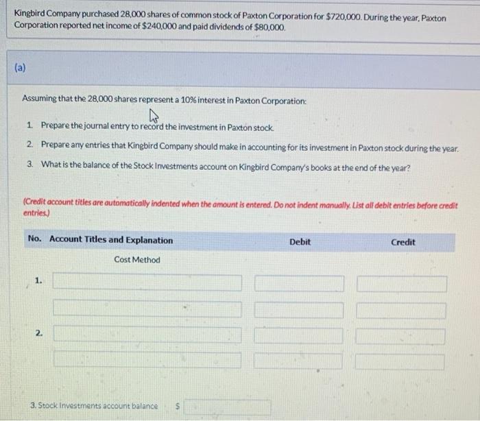 Kingbird Company Purchased 28 000 Shares Of Common Stock Of Paxton Corporation For 720 000 During The Year Paxton Cor 1