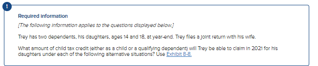 Required Information The Following Information Applies To The Questions Displayed Below Trey Has Two Dependents His 1