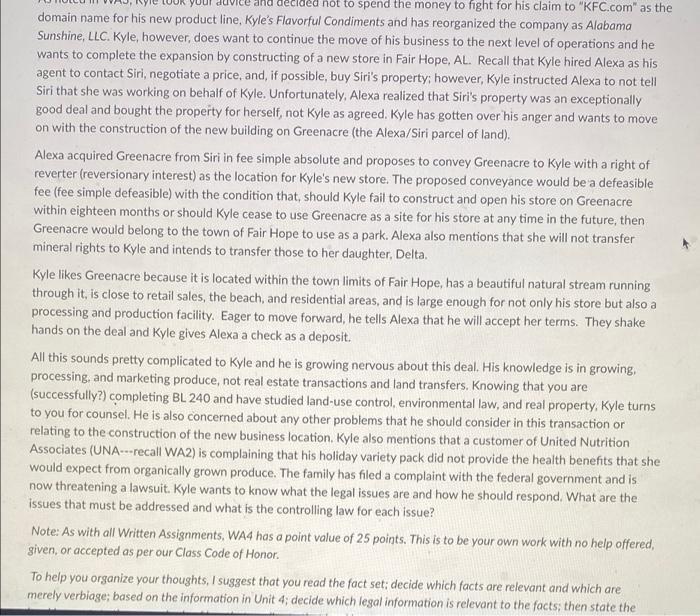 Kyle Took Your Advice And Decided Not To Spend The Money To Fight For His Claim To Kfc Com As The Domain Name For His 1
