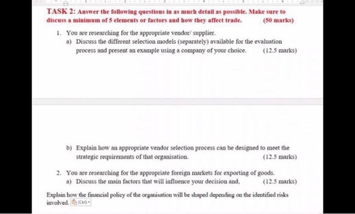 Task 2 Answer The Following Questions In As Much Detail As Possible Make Sure To Discuss A Minimum Of 5 Elements Or Fa 1
