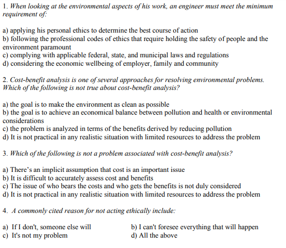 1 When Looking At The Environmental Aspects Of His Work An Engineer Must Meet The Minimum Requirement Of A Applying 1