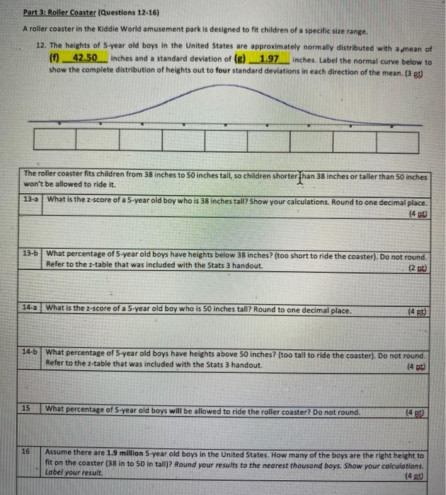 Part 3 Roller Coaster Questions 12 16 A Roller Coaster In The Kiddie World Amusement Park Is Designed To Fit Children 1