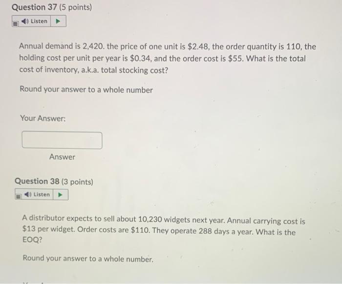 Use The Information Below To Answer The 10 Quantity Discount Problems That Follow A Company Uses 6 000 Widgets A Year 7