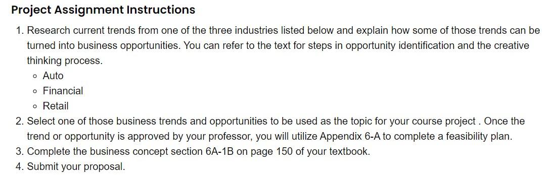Project Assignment Instructions 1 Research Current Trends From One Of The Three Industries Listed Below And Explain How 1