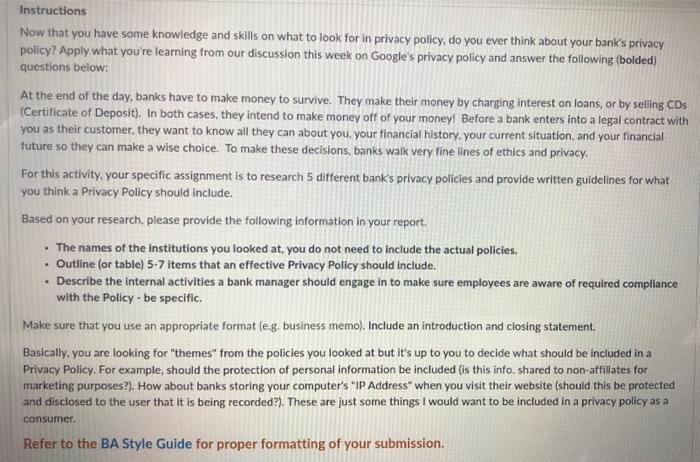 Instructions Now That You Have Some Knowledge And Skills On What To Look For In Privacy Policy Do You Ever Think About 1