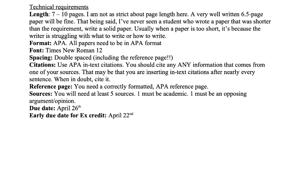 Technical Requirements Length 7 10 Pages I Am Not As Strict About Page Length Here A Very Well Written 6 5 Page Pap 1