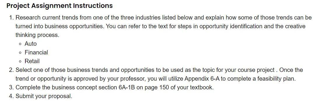 Project Assignment Instructions 1 Research Current Trends From One Of The Three Industries Listed Below And Explain How 1