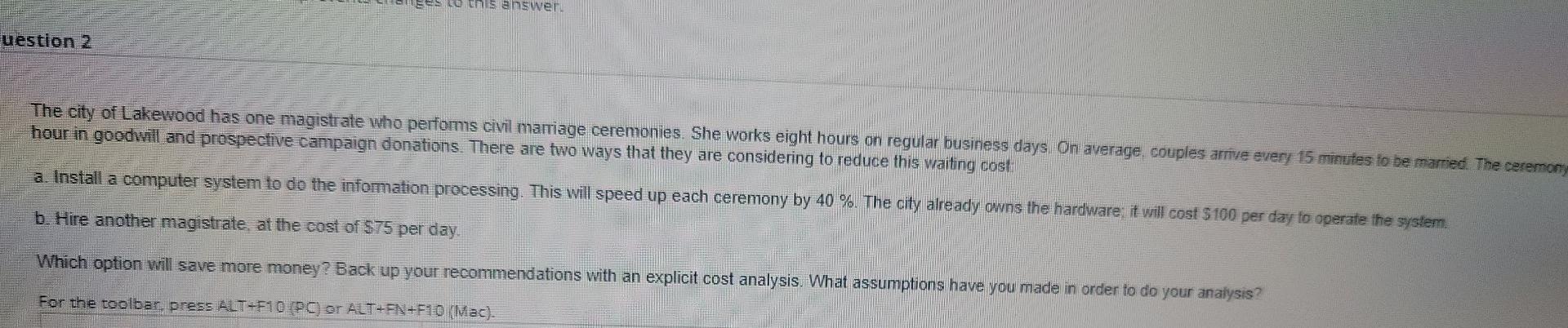 To This Answer Uestion 2 The City Of Lakewood Has One Magistrate Who Performs Civil Marriage Ceremonies She Works Eigh 1
