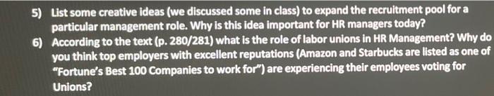 5 List Some Creative Ideas We Discussed Some In Class To Expand The Recruitment Pool For A Particular Management Role 1