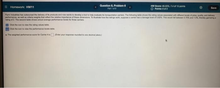 Question 8 Problem 6 Homework Hw11 Fynn Industries Has Outsourced The Delivery Of Its Products And Now Warts To Develo 1