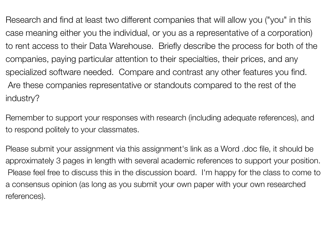 Research And Find At Least Two Different Companies That Will Allow You You In This Case Meaning Either You The Indivi 1