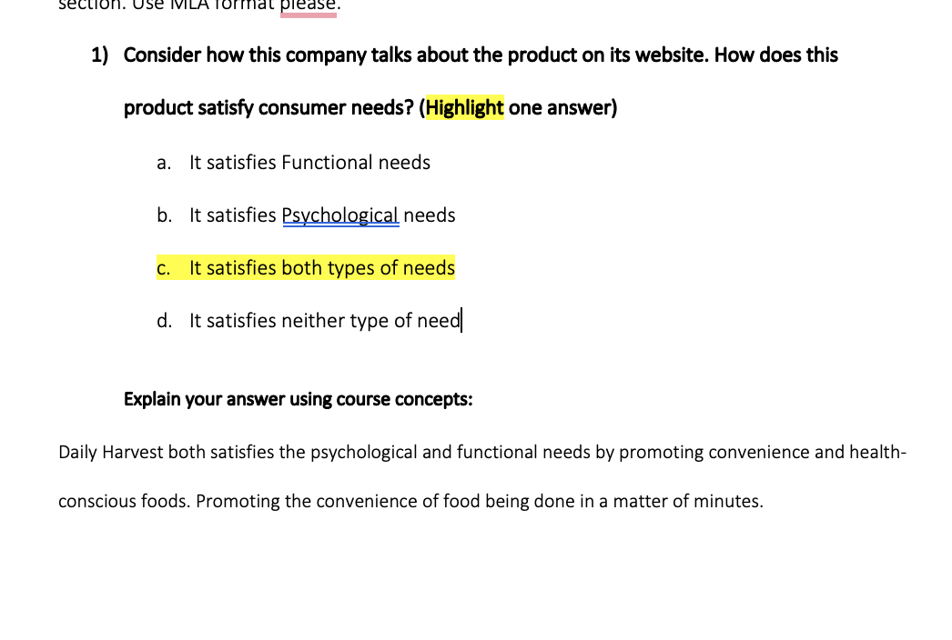 Section Use Mla Format Please 1 Consider How This Company Talks About The Product On Its Website How Does This Produ 1