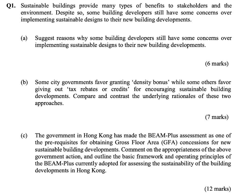 Q1 Sustainable Buildings Provide Many Types Of Benefits To Stakeholders And The Environment Despite So Some Building 1