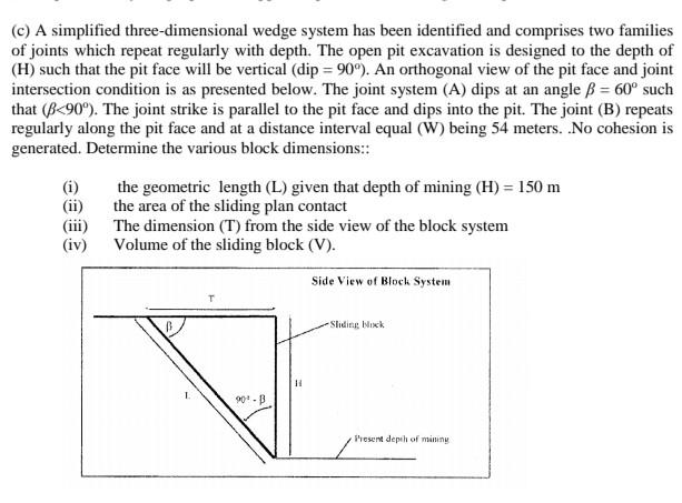 C A Simplified Three Dimensional Wedge System Has Been Identified And Comprises Two Families Of Joints Which Repeat Re 1
