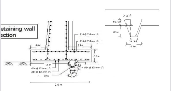 Base Gl Wall Toe Surcharge Backfill Arm Or Stem Key Retaining Wall Heel 12 175 Mm C C 12 200 Mm C C Length 90 M W 3