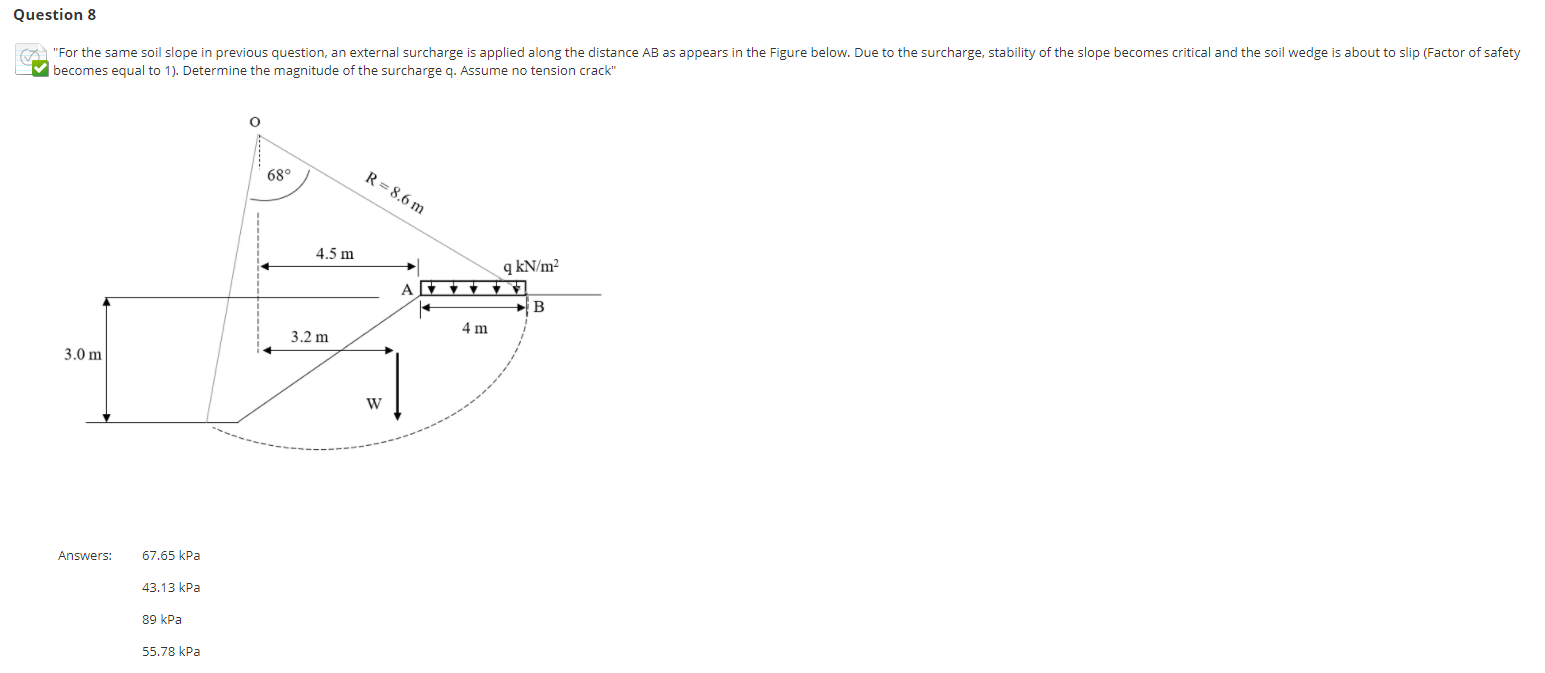 Question 8 For The Same Soil Slope In Previous Question An External Surcharge Is Applied Along The Distance Ab As Appe 1