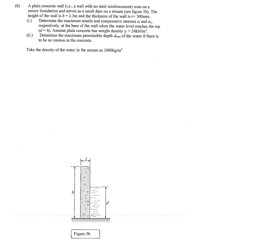 B A Plain Concrete Wall I E A Wall With No Steel Reinforcement Rests On A Secure Foundation And Serves As A Small 1