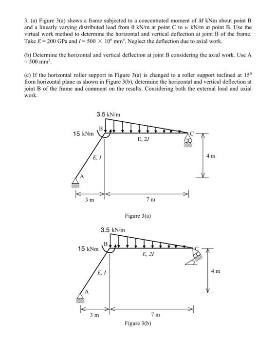 3 A Figure 3 A Shows A Frame Subjected To A Concentrated Moment Of M Knm About Point B And A Linearly Varying Distri 1
