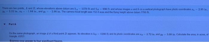 2 95 In There Are Two Points A And B Whose Elevations Above Datum Are Aa 1370 Ft And Hu 990 Ft And Whose Images A And 1