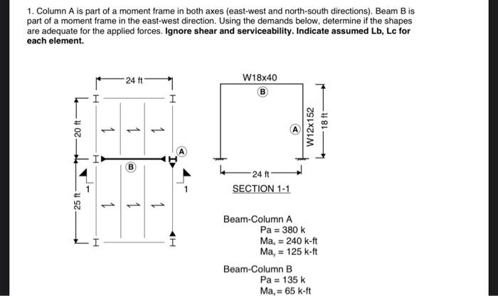 1 Column A Is Part Of A Moment Frame In Both Axes East West And North South Directions Beam B Is Part Of A Moment Fr 2