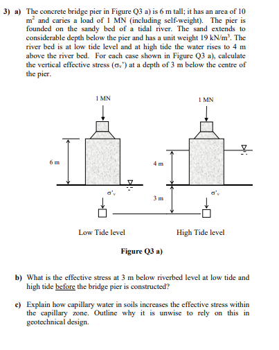 3 A The Concrete Bridge Pier In Figure Q3 A Is 6 M Tall It Has An Area Of 10 M And Caries A Load Of 1 Mn Including 1