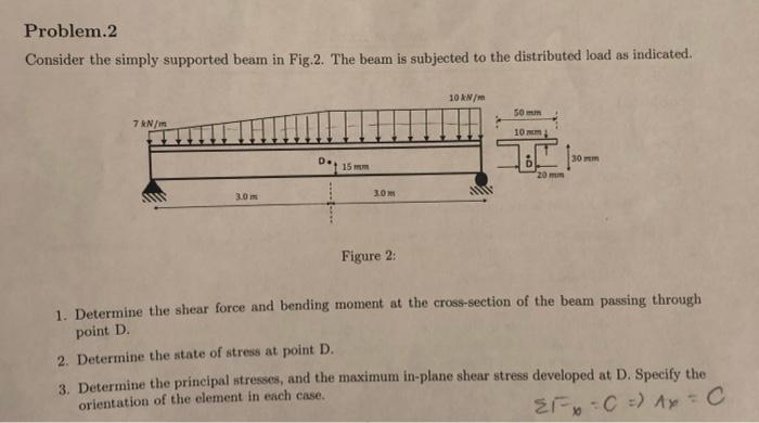 Problem 2 Consider The Simply Supported Beam In Fig 2 The Beam Is Subjected To The Distributed Load As Indicated 10 Kn 1