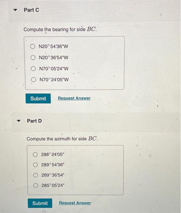 Course Ab Of A Five Sided Traverse Runs Due North From The Given Balanced Interior Angles To The Right Compute And Tab 2