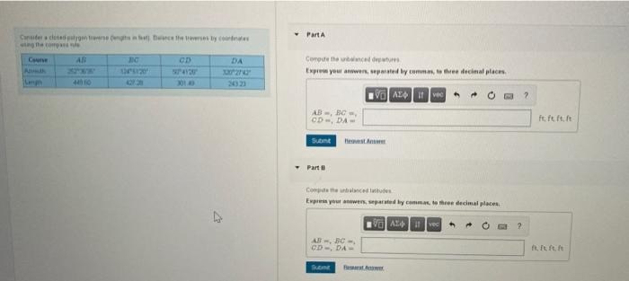 Consider A Closed Palygen Traverse Engths In Het Dance The Traverses By Coordinates Uting The Compan Course Ab Cd Bc 12 1