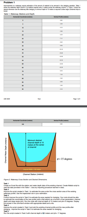 Problem 1 Improvements To A Waterway Require Estimation Of The Amount Of Material To Be Removed In The Dredging Operatio 1