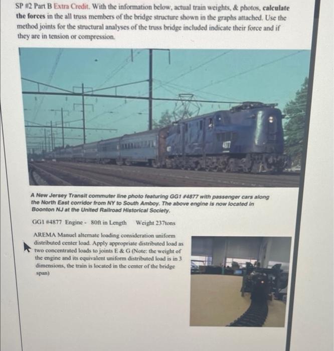 Sp 2 Part B Extra Credit With The Information Below Actual Train Weights Photos Calculate The Forces In The All T 1
