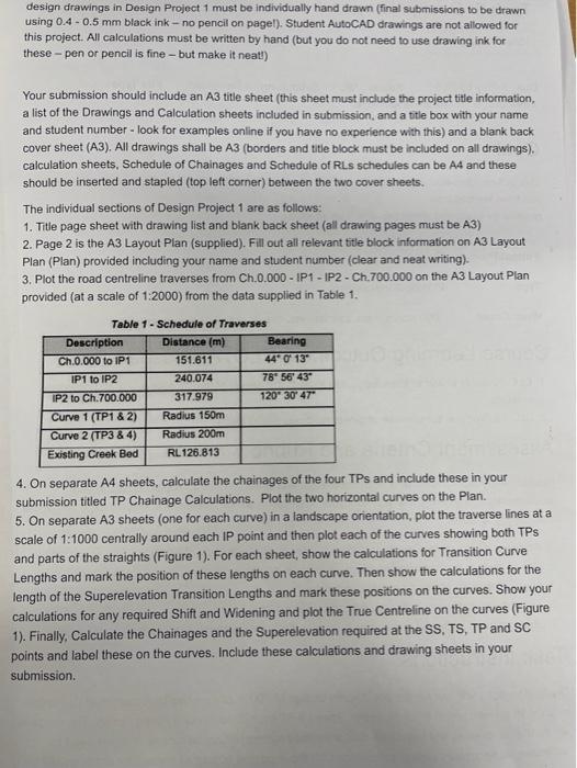 Task Instructions Design Project 1 Will Involve The Preliminary Design Of 700 M Of New Two Lane Rural Road Formation Wi 2