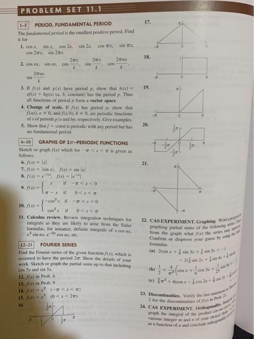 Problem Set 11 1 1 5 Period Fundamental Period The Fundamental Period Is The Smallest Positive Period Find It For 1 C 1