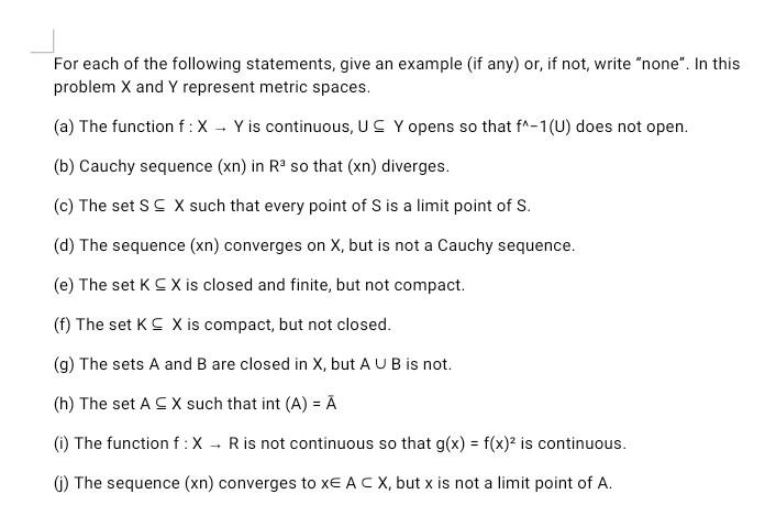 For Each Of The Following Statements Give An Example If Any Or If Not Write None In This Problem X And Y Represe 1