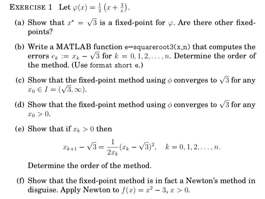Exercise 1 Let X X A Show That X 3 Is A Fixed Point For P Are There Other Fixed Points B Write A M 1