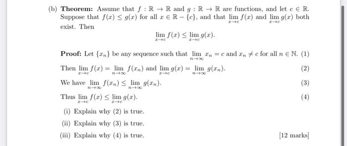 B Theorem Assume That F Rr And G Rr Are Functions And Let C R Suppose That F X G X For All X Er C And Th 1