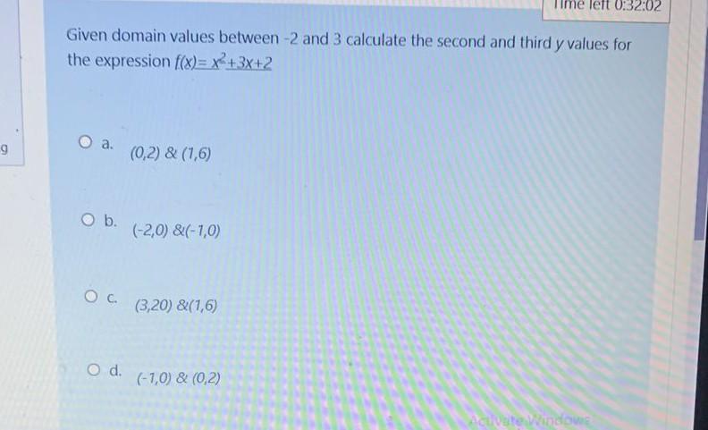 9 Left 0 32 02 Given Domain Values Between 2 And 3 Calculate The Second And Third Y Values For The Expression F X X 3 1