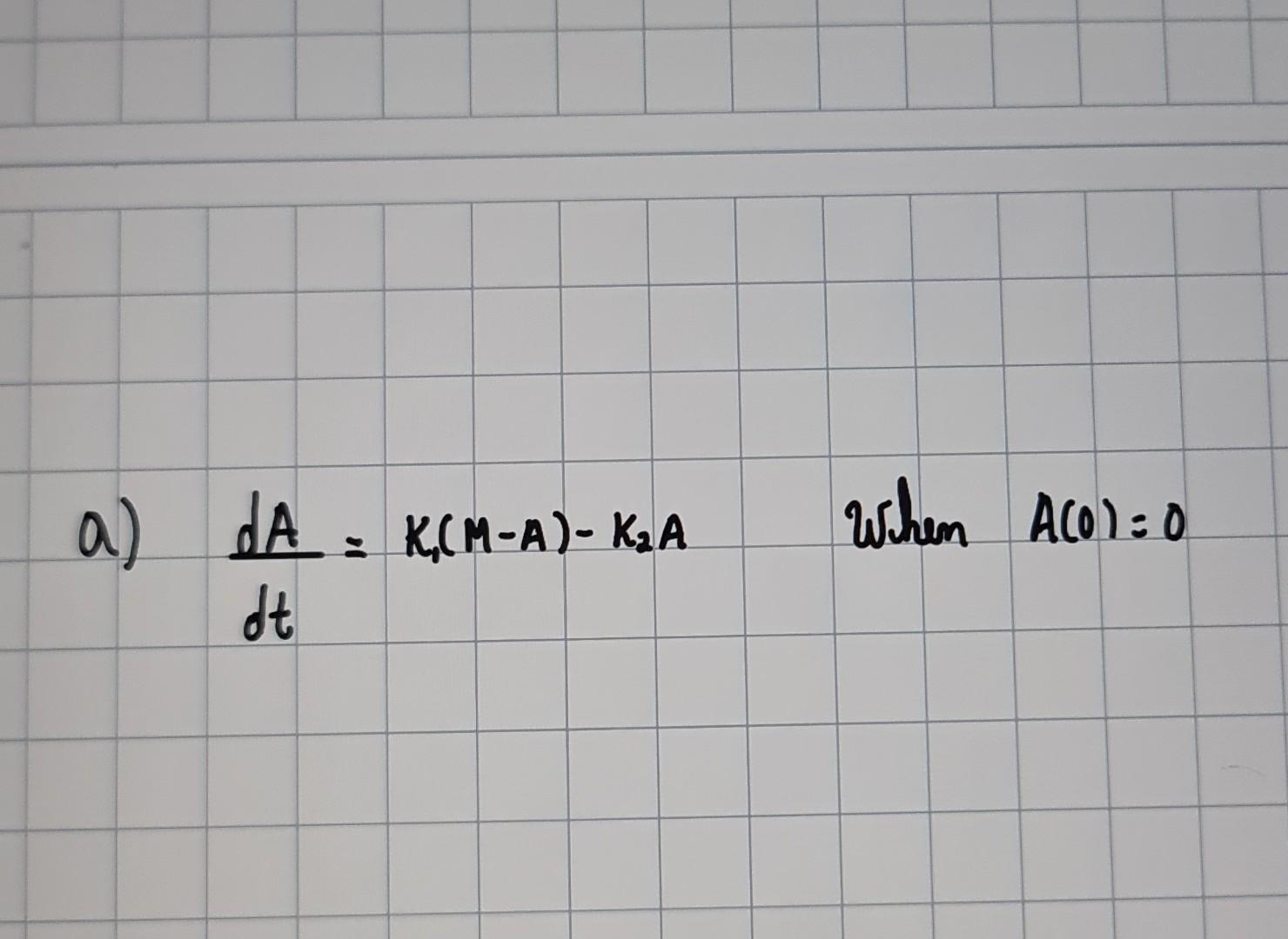1 Resolve The Next Differential Equation 2 Calculate De Limit T To Infinite Of A T 3 Make A Sketch Of The Graph 1