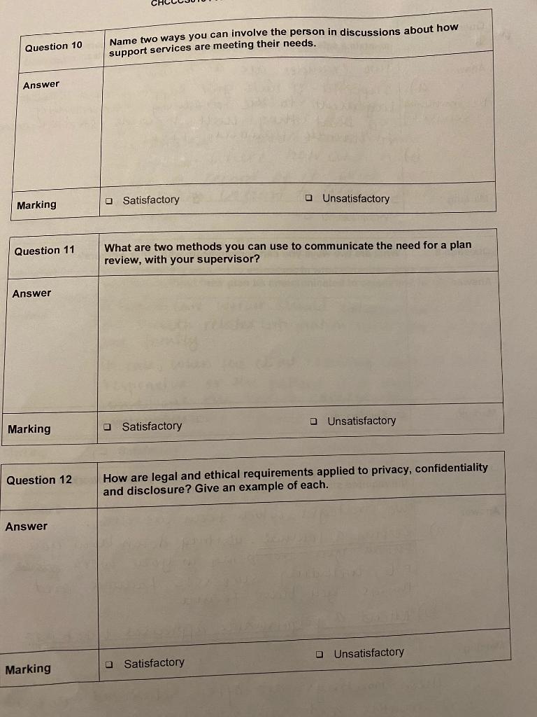Question 10 Name Two Ways You Can Involve The Person In Discussions About How Support Services Are Meeting Their Needs 1