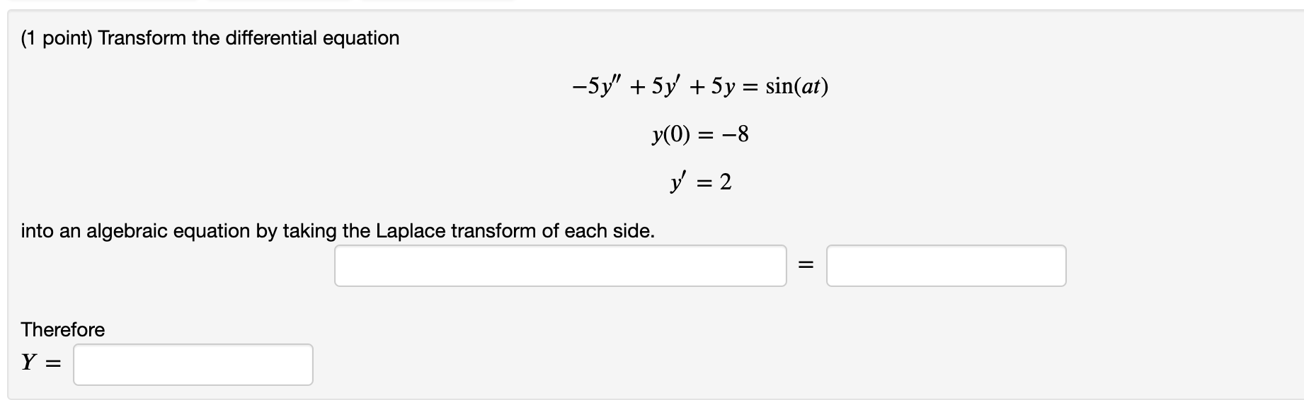 1 Point Transform The Differential Equation Into An Algebraic Equation By Taking The Laplace Transform Of Each Side T 1
