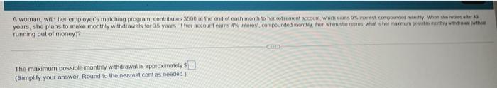 A Woman With Her Employer S Matching Program Contributes 500 At The End Of Each Month To Her Retirement Account Whic 1