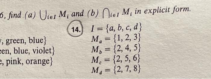 6 Find A Uiel M And B Nie1 M In Explicit Form 14 I A B C D M 1 2 3 Green Blue Een Blue Viole 1