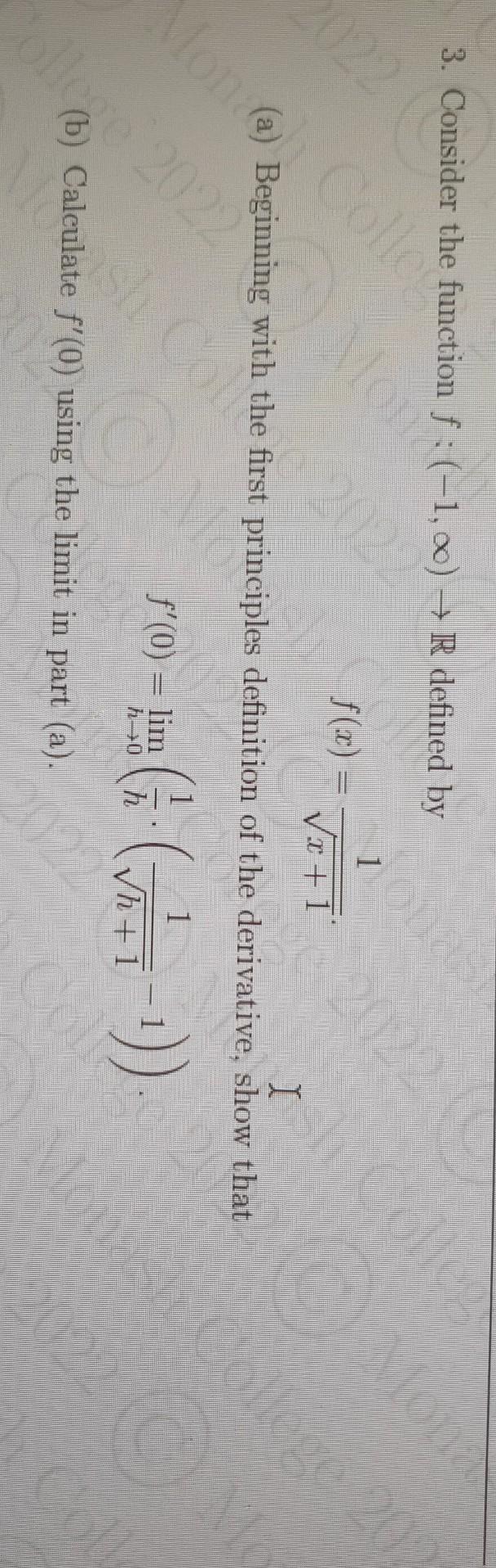 2022 Mon Colle 3 Consider The Function F R Defined By 1 00 1 F X X 1 I Beginning With The First Principles Def 1